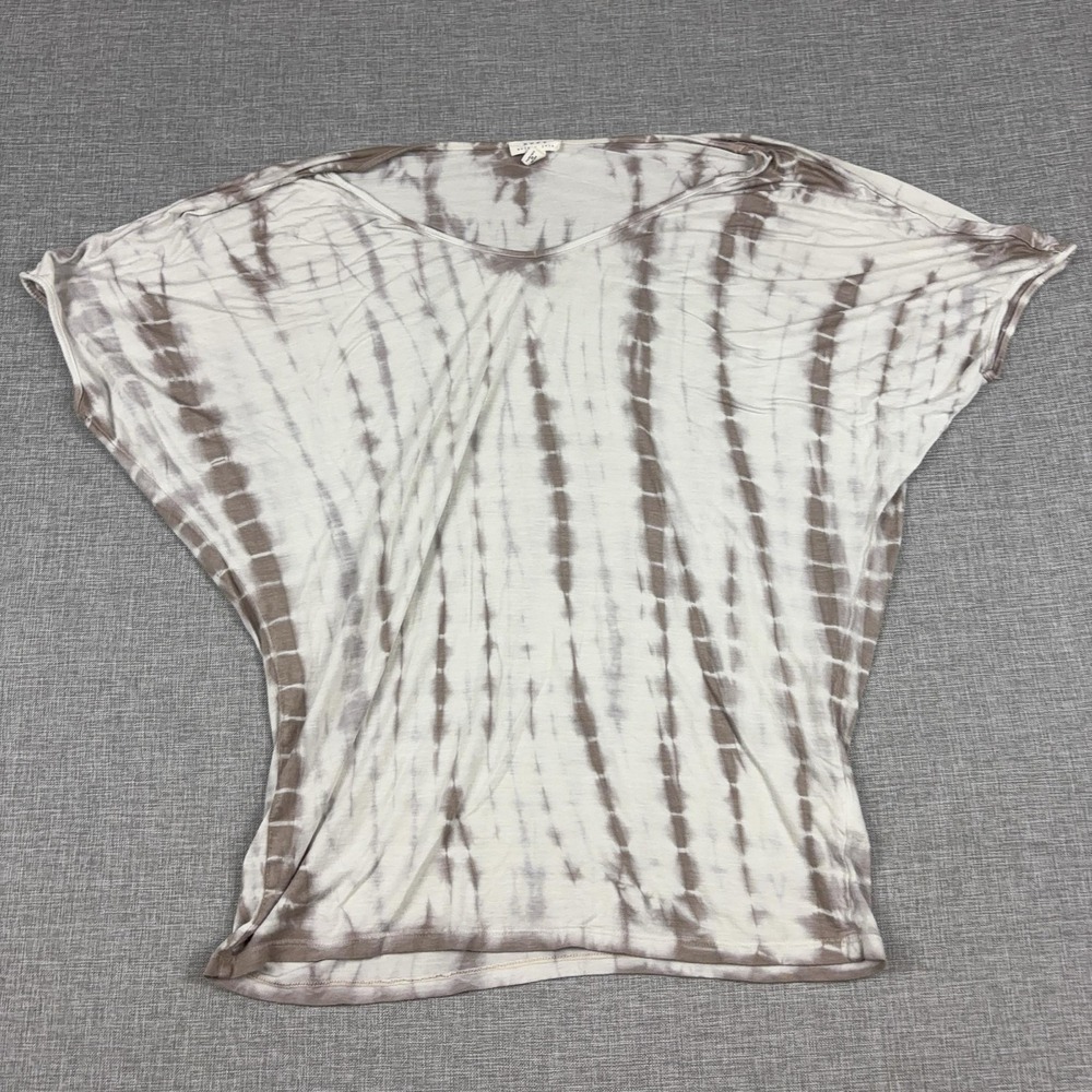 Soft Joie T-Shirt Womens XS White Striped Kimono V-Neck Short Sleeve Viscose
